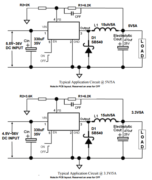 CXSD61058 240 KHz fixed frequency monolithic step down switch mode regulator with a built in internal Power MOSFET 5A continuous output current