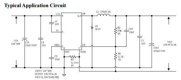 CXSD61061C 150KHz fixed frequency PWM buck DC converter capable of driving a 0.5A load with high efficiency low ripple and excellent line and load regulation