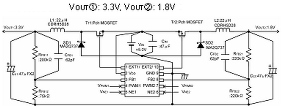 500kHz开关频率双通道降压DC/DC转换控制器CXSB6606两个通道输出电压在0.9V～6.0V范围内自由设定