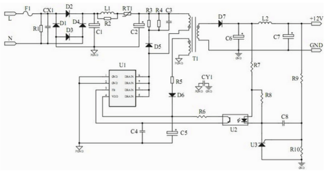 Cxac85122 is a power switch chip with current mode PWM control mode, integrated with high voltage start circuit and 650V high voltage power tube, which provides a cost-effective solution