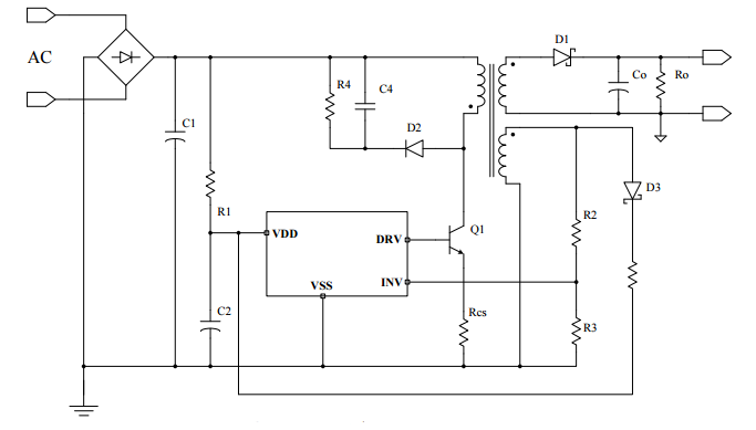 Cxch7693 is a single-stage isolation flyback AC / DC controller. The system works in the original side feedback control mode, eliminating optocoupler and TL431