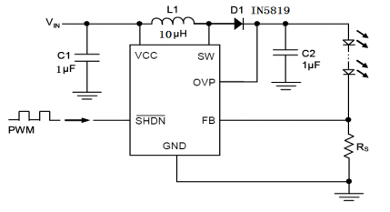 CXLE8123 step-up DC/DC converter specific ally designed to drive up to 5 series whiteLEDs with constant current. Series connection of the LEDs provides identical LED currents resulting in uniform brig