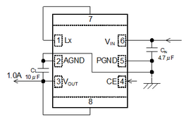 HiSAT-COT synchronous rectification CXDC65117/CXDC65118 synchronous step-down micro DC/DC converter,the internal P-channel driver transistor is forced OFF  when input voltage becomes 2.0V