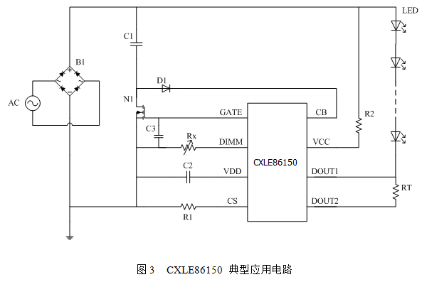 Cxle86150 is an adjustable single channel high voltage linear constant current LED driver chip. Cxle86150 adopts linear constant current technology and sets the driving current of LED lamp