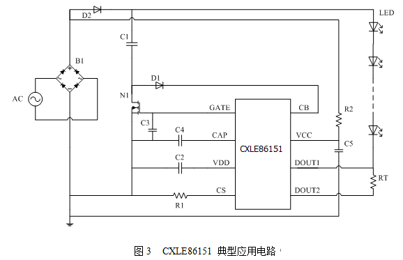 Cxle86151 is a three-stage dimming IC, which can realize the three-stage dimming function by quickly switching the on / off of the wall switch. The proportion of the three-stage dimming
