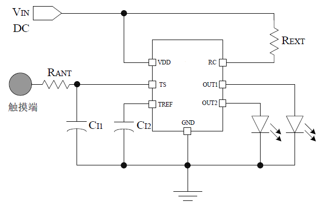 Cxle8286 is a dual channel capacitive touch table lamp control chip, which can control two output channels by single touch. The application circuit of cxle8286 is simple. It only needs two capacitors