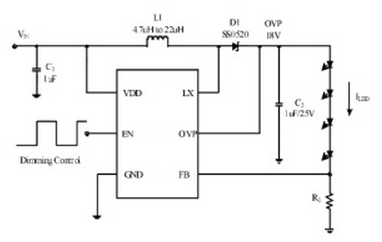 Cxle86179 is a boost DC-DC converter that can drive seven strings of white LED lights with a single lithium battery. Cxle86179 controls the LED current by detecting the resistance current mode