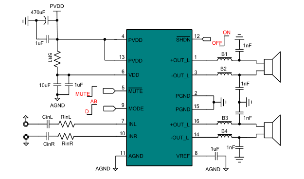 Cxar41254 is a 3W AB/D class switchable, dual channel efficient audio power amplifier It has low THD+N low static current low cost simple peripheral circuit (few peripheral components)