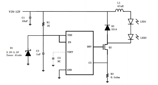 Cxle87166 is a constant current driver IC with fixed off-time control mode, which is used to drive one or more series LEDs efficiently. The output current is externally adjustable