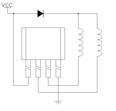 a 1-chip composed of hall sensor and output coil drivers CXMD3209,applied to a 2-phase DC motor. The high sensitivity of Hall effect sensor is suitable for motors from mini-type CPU coolers